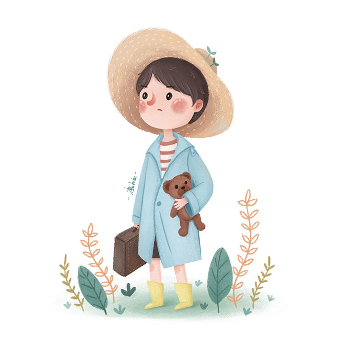 儿童插画可爱小男孩小场景