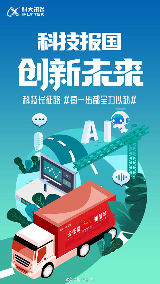18张科大讯飞插画海报