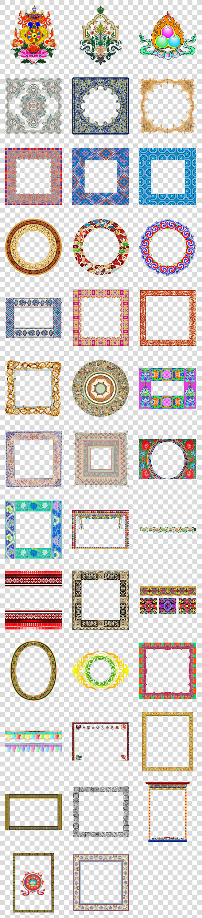 藏式图案中国风古典祥云祥纹边框西藏文化