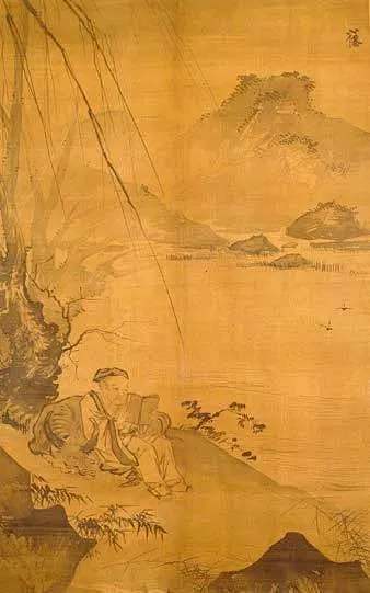 吴伟柳下读书图