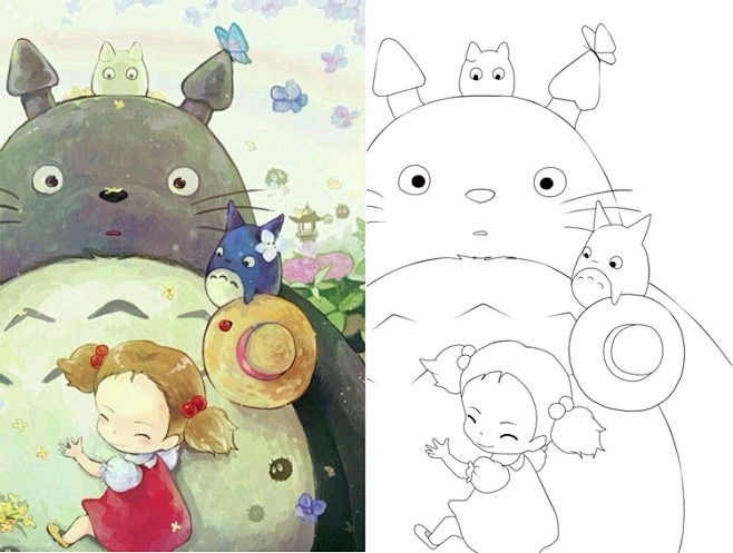 动漫线稿彩色对比图100对手绘人物漫画绘画sai上色临摹必备a组淘宝网