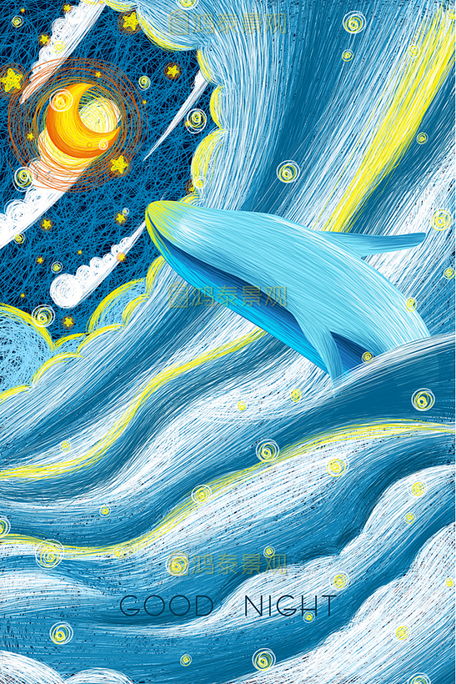建筑景观文本板式鲸鱼插画风psd效果图儿童景观乐园灵感图ps素材淘宝