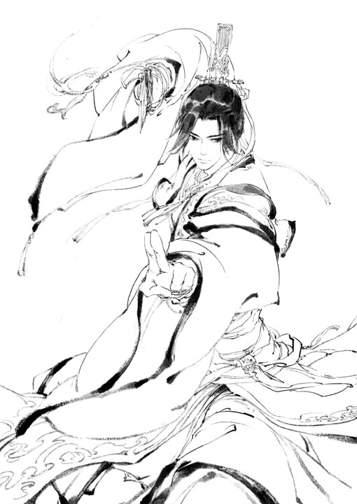 伊吹五月线描伊吹五月古风线稿