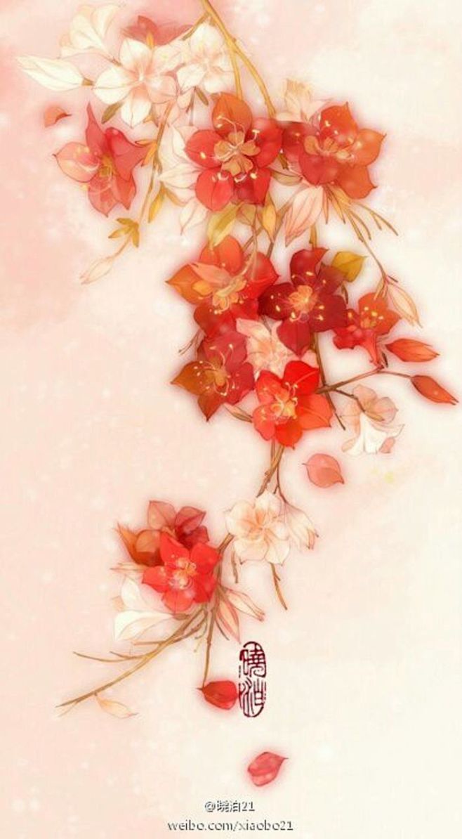 古风花签壁纸插画