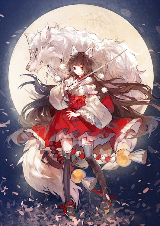 少女与狼插画