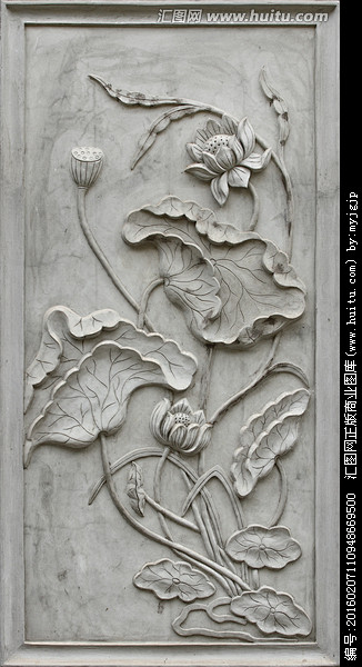 荷花浮雕画