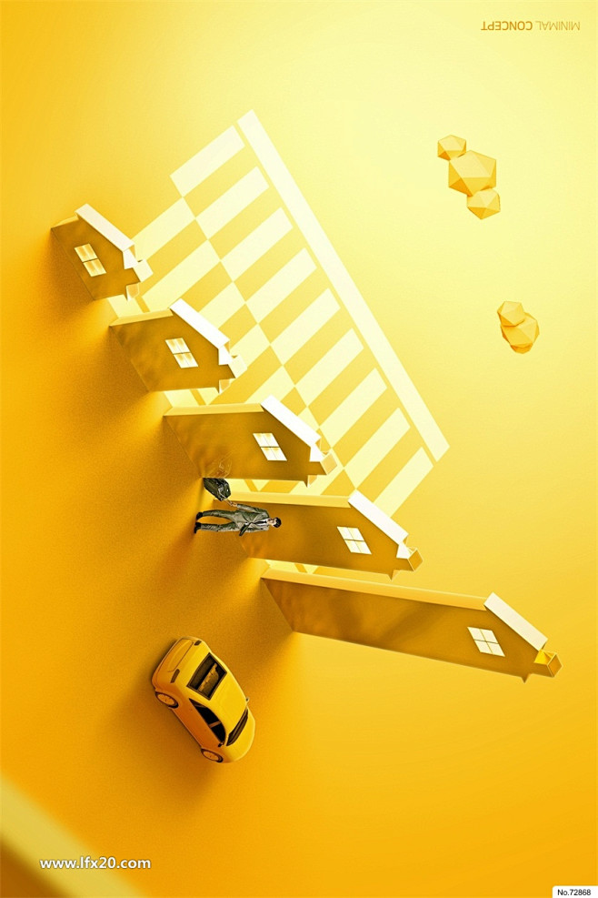 3d立体场景合成商务创意海报