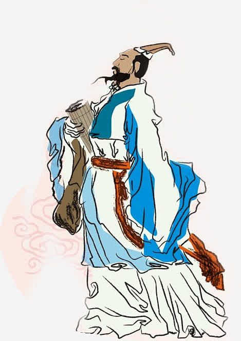 屈原诗人手绘水墨