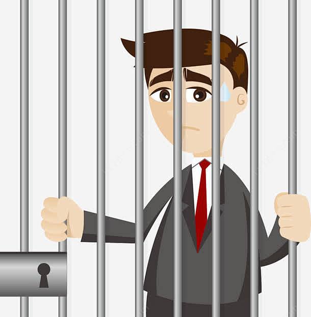 监狱里的男人高清素材人物卡通人物商务人物犯人监狱矢量人物元素免抠