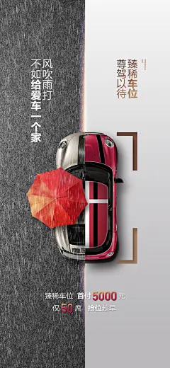 简约地产车位促销手机海报