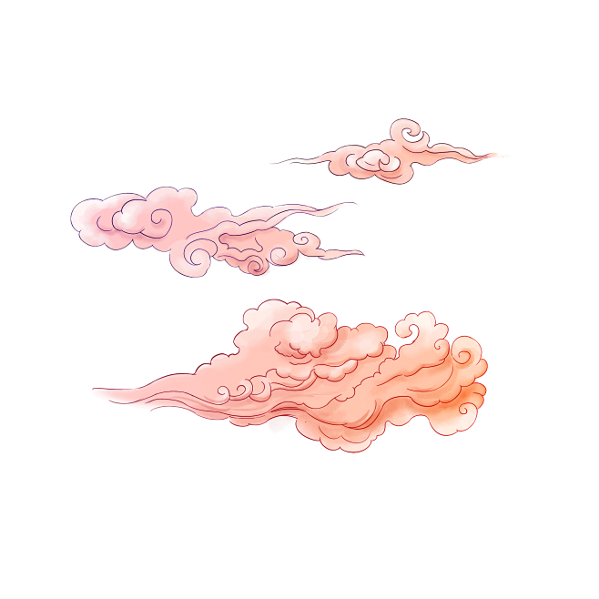 手绘国潮国风祥云素材插画