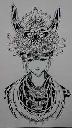 黑白装饰画-花瓣网|陪你做生活的设计师 | 黑白矢量线描树叶花卉