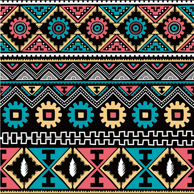 民族藏族特色花纹波西米亚风格纹理背景ai矢量设计素材7
