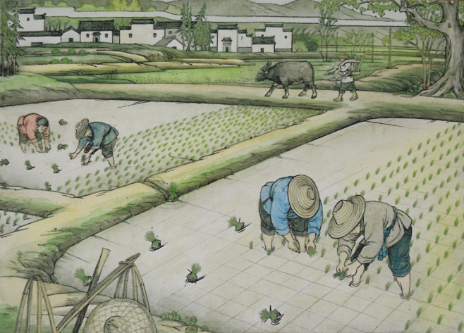 古代农耕生活连环画树美丽乡村连环画古代连环画农民古代韭黄种植乡村