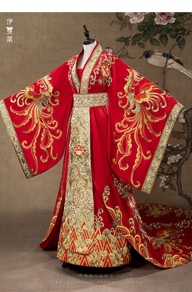 汉式婚服情侣套装结婚中式婚礼周制汉服刺绣长拖尾凤