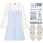 A fashion look from August 2017 featuring cotton summer dresses, white cotton shirt and wedge heel shoes. Browse and shop related looks.