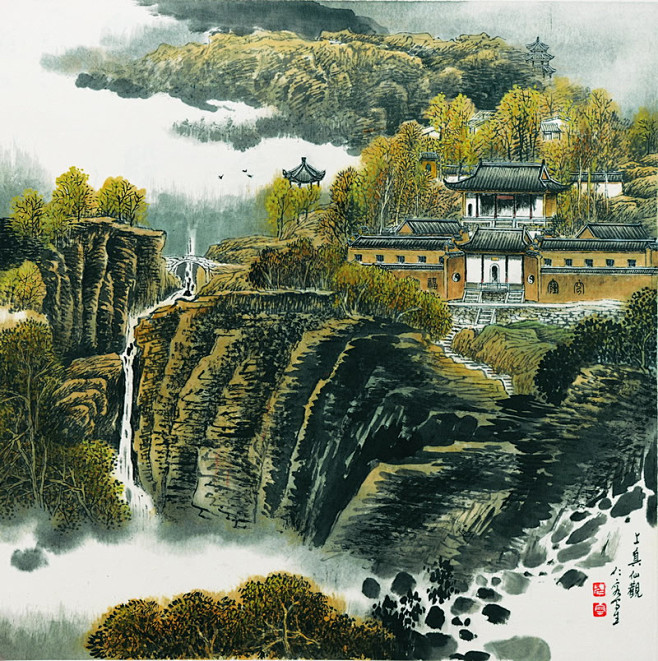 国画曹仁容苏州园林名胜