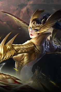 欧美铠甲# #欧美战士原画# #卡牌原画# #女战士# #金甲#山竹2采集到