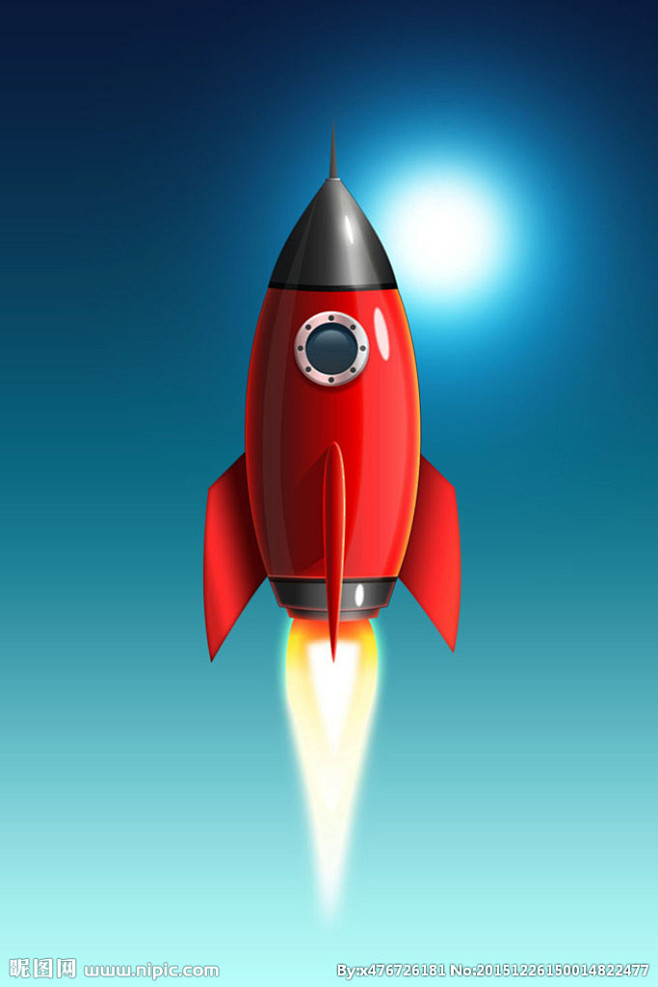 手绘质感红色火箭