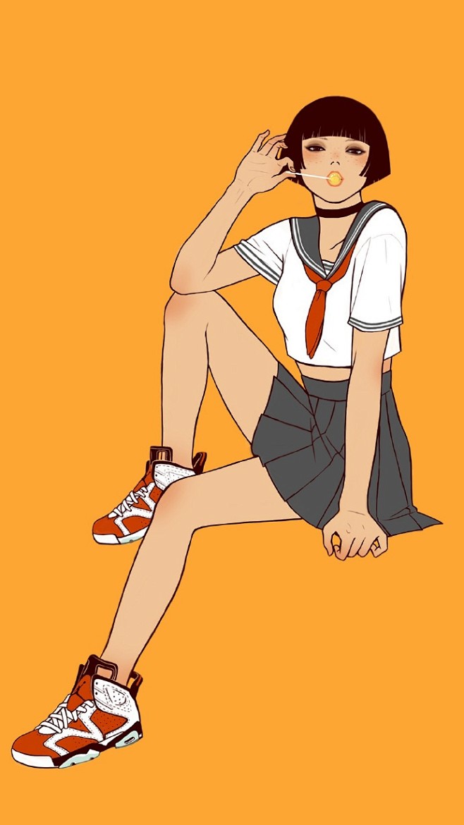 穿aj的女孩高清手机壁纸无水印