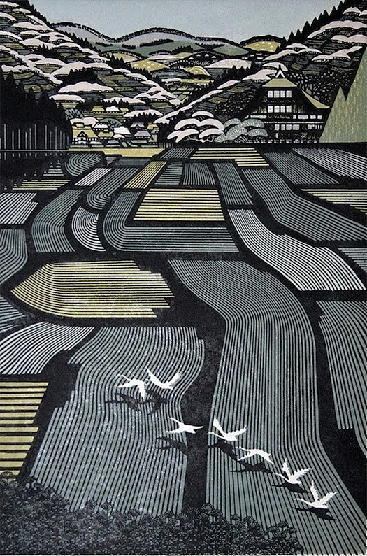 09:45:04东京艺术家ray morimura(雷森村)的木刻版画作品素材背景青山