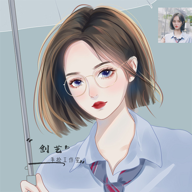 手绘头像定制原创水晶风画师约稿漫画卡通设计情侣照片微信画头像淘宝