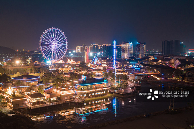 廣東佛山順德華僑城歡樂海岸夜景圖片素材