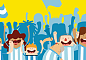 Character´s illustration - World Cup Brazil 2014  : Creation and production of a family of five people (father, mother, son, daughter and pet) and a score of fans celebrating and having fun, dressed in argentinian futbol team colors. These illustrations w