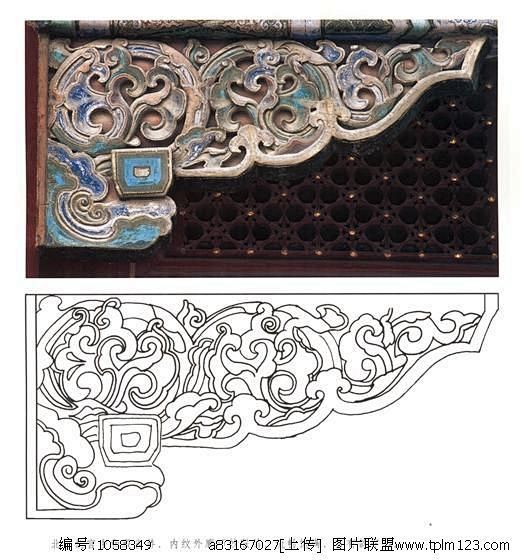 图片古代建筑雕刻纹饰草木花卉卷草树木6