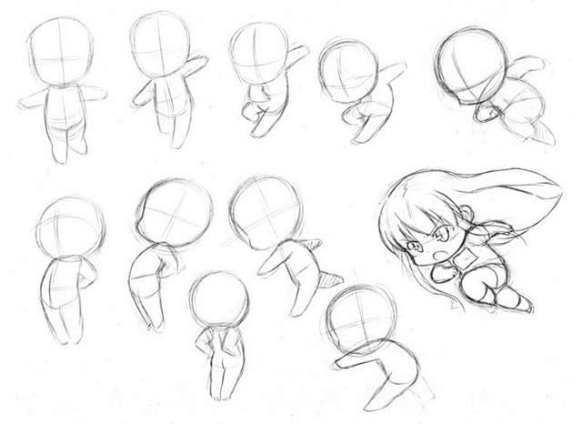 22:35:23q版手绘漫画人物自学教程之动态动态;结构;线稿;衣褶lmonster