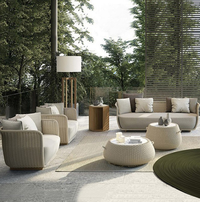 北欧户外沙发室外休闲藤椅露台样板房软装设计师绳编家具庭院酒店淘宝