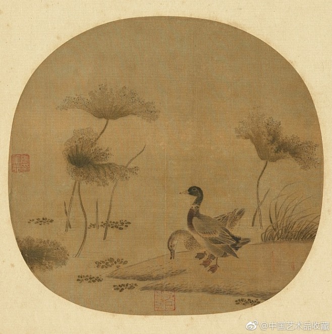 花乌画#【 北宋 惠崇 《秋渚文禽》 .