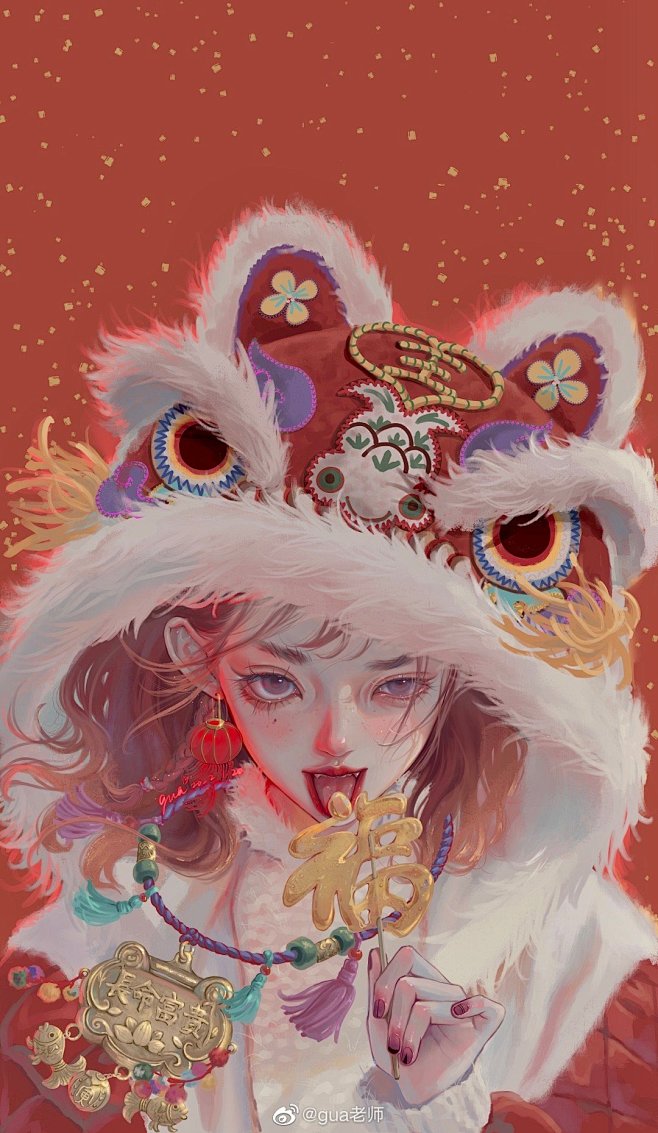 国潮十二生肖拟人寅虎带虎妹给大家拜个早年