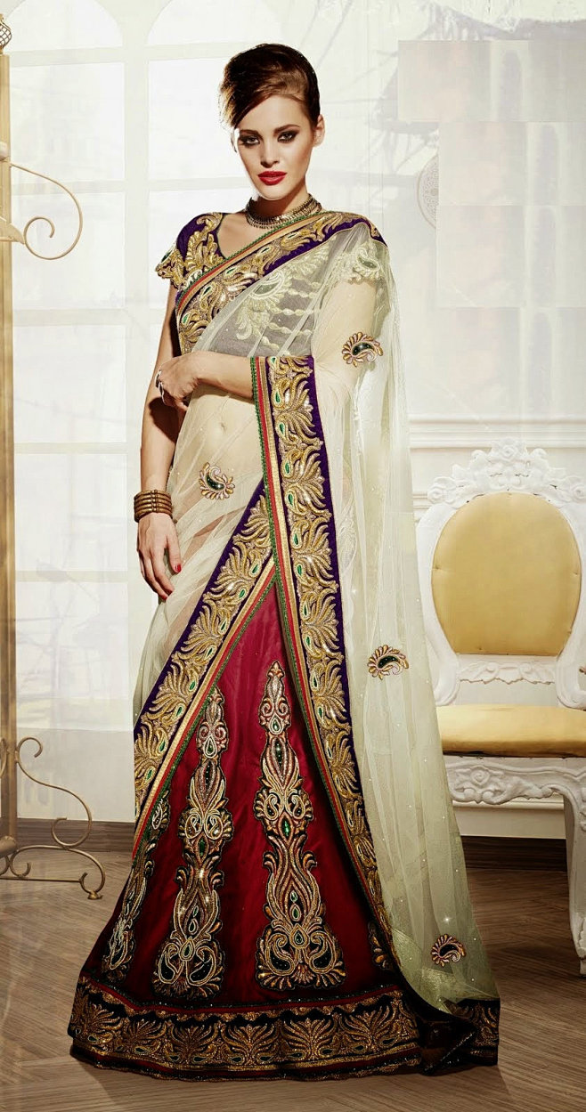 野人小饰印度纱丽服饰2014夏绣珠刺绣华丽宝莱坞顶级设计纱丽c