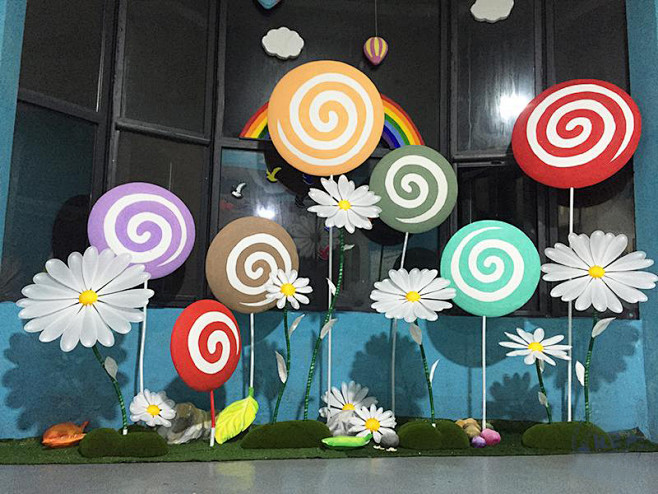 秋季美陈橱窗装饰道具糖果棒棒糖吊饰挂饰商.
