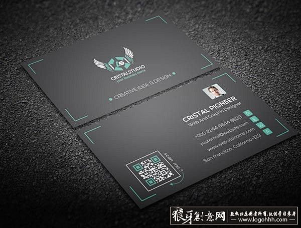 名片欣赏深邃的黑色风格名片设计经典黑色二维码名片设计优秀黑色商务