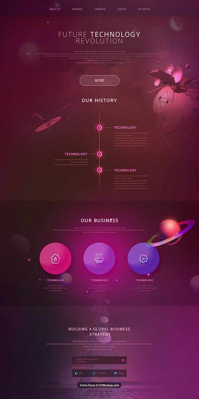 太空探索科技感渐变网页psd模板tiw176f5808ui设计网页设计