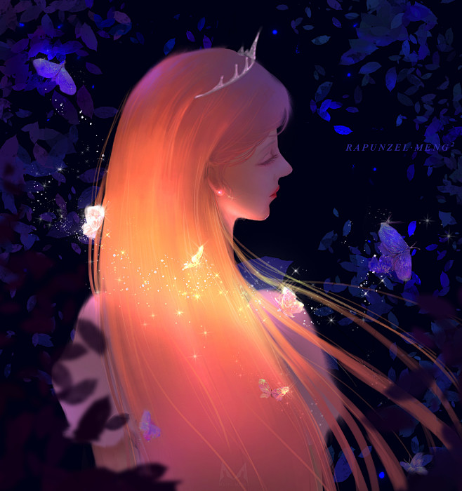 萌萌睡不醒呐个人作品厚涂板绘光影长发公主乐佩头像