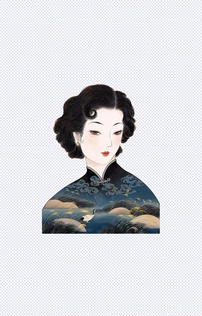 穿旗袍的女人,妩媚的女人,旗袍,美女绘画,民国旗袍,卡通元素,手绘