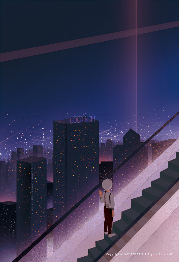 孤单星球lost7背景图治愈系壁纸晚安温馨插画绘本有爱月亮壁纸守梦人