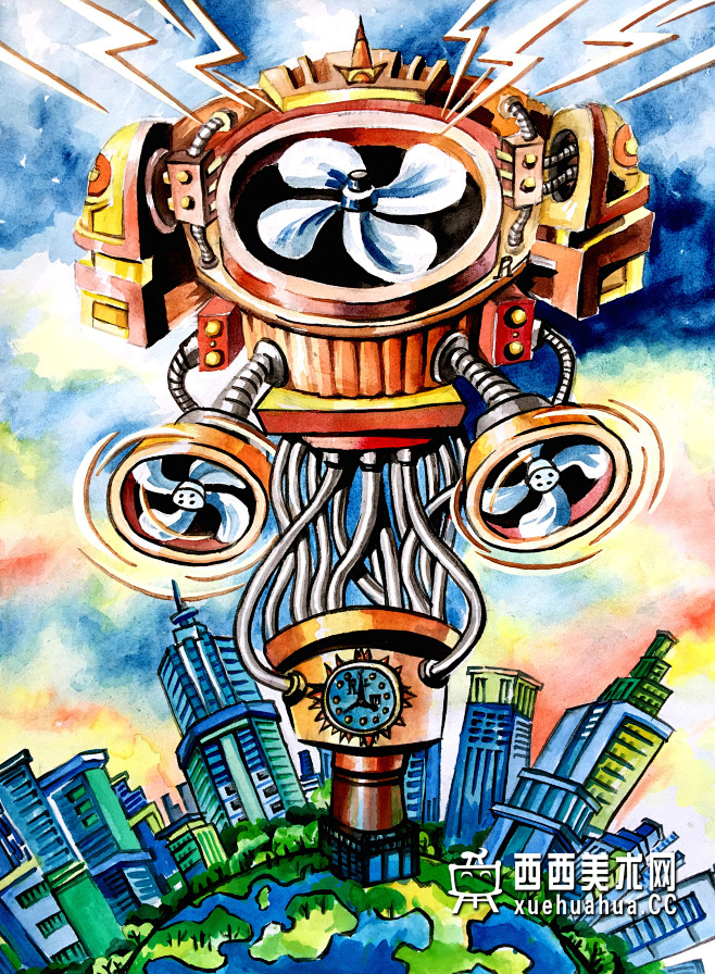二等奖小学生科幻画凉遍全球赏析1