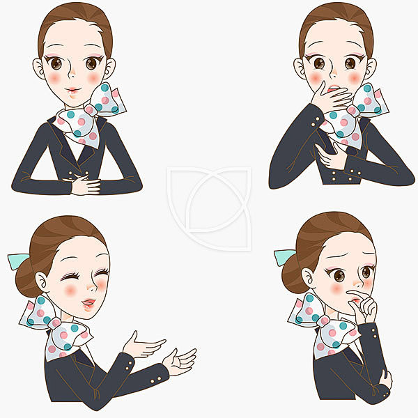 多样表情女乘务员