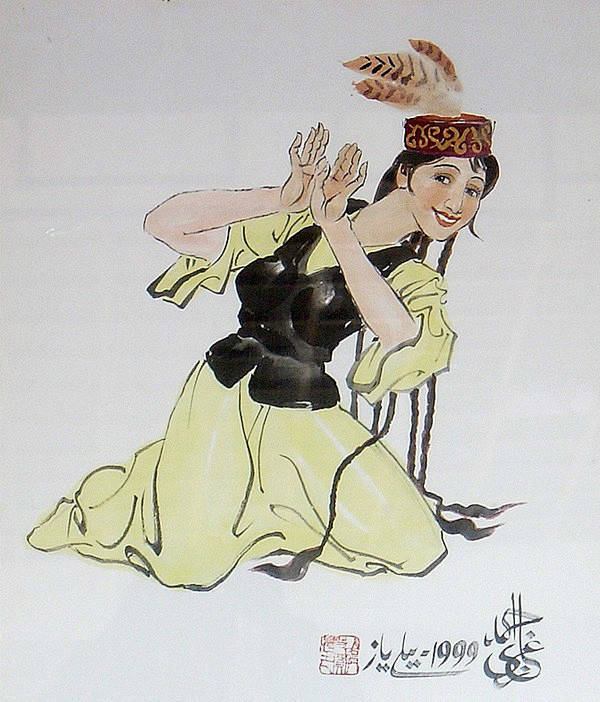 哈孜艾买提国画作品新疆歌舞