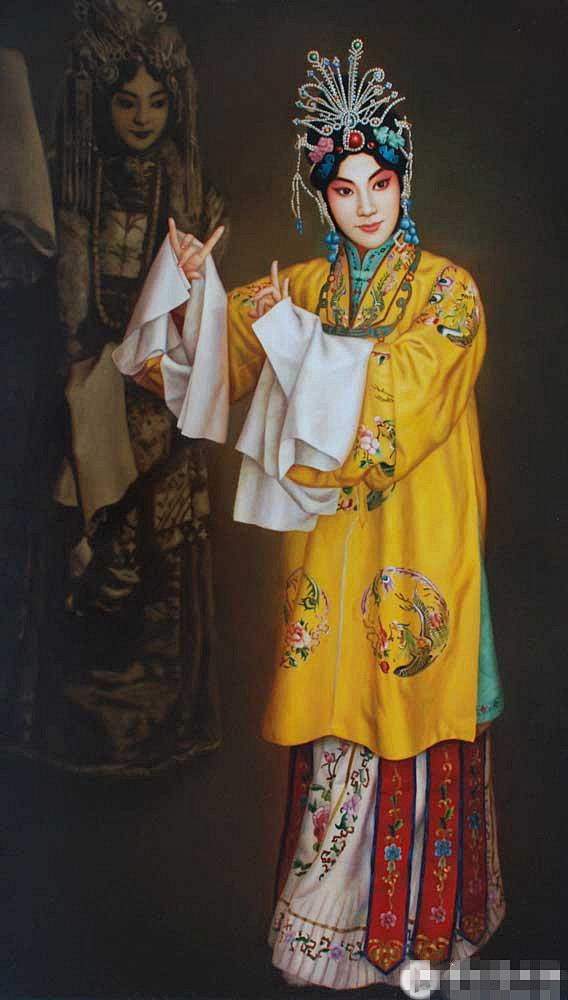 姜迎久油画人物京剧系列作品龙凤呈祥之一15085cm