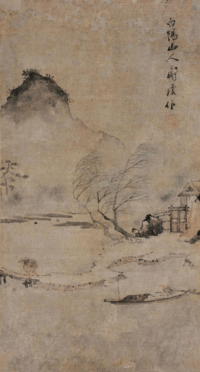 陈淳归舟图立轴设色绢本作品欣赏