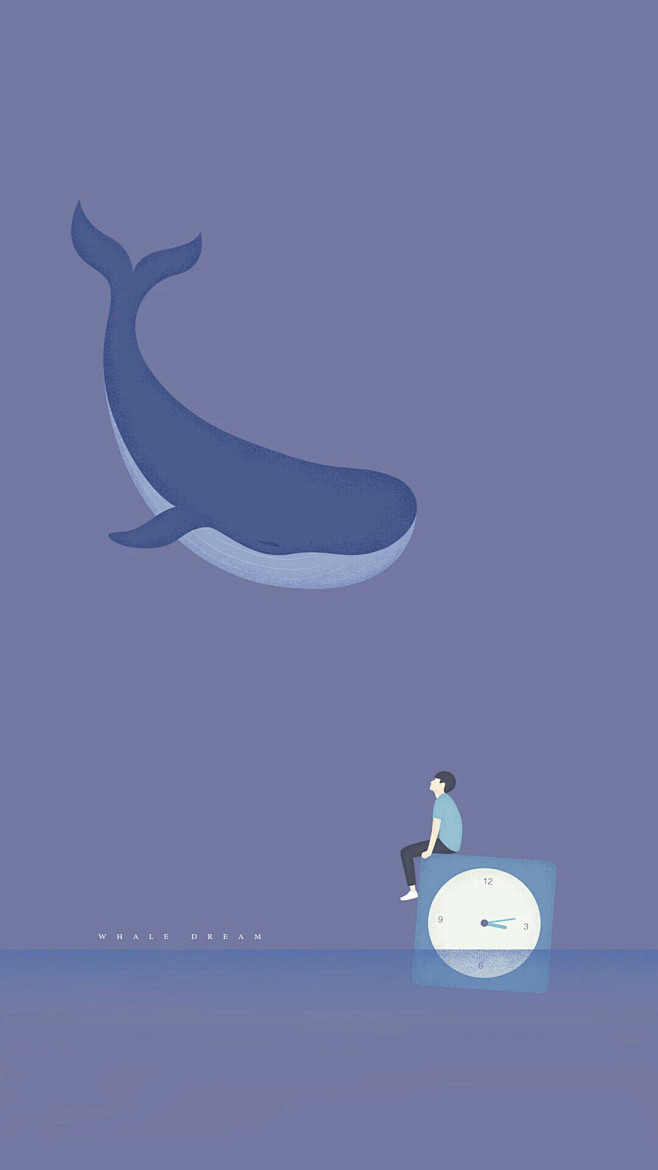 鲸鱼插画手机壁纸
