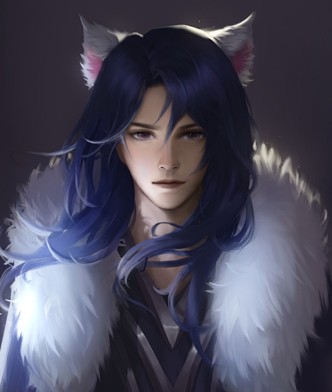 王者荣耀千年之狐李白原画厚涂男头像