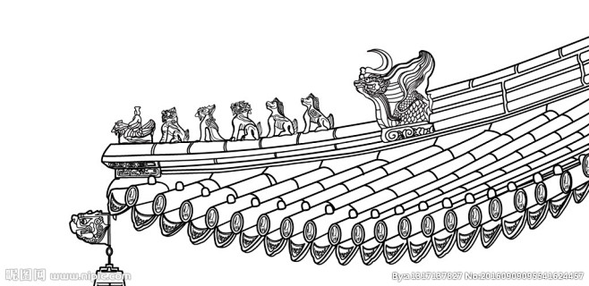 屋脊六兽矢量图