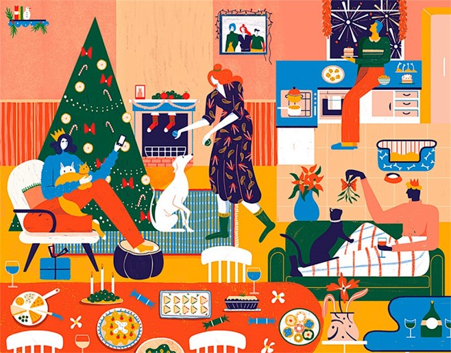 12款扁平风格生活商业插画