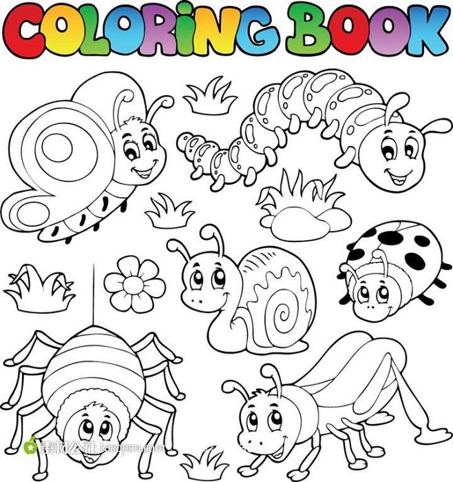 昆虫图案幼儿填色卡